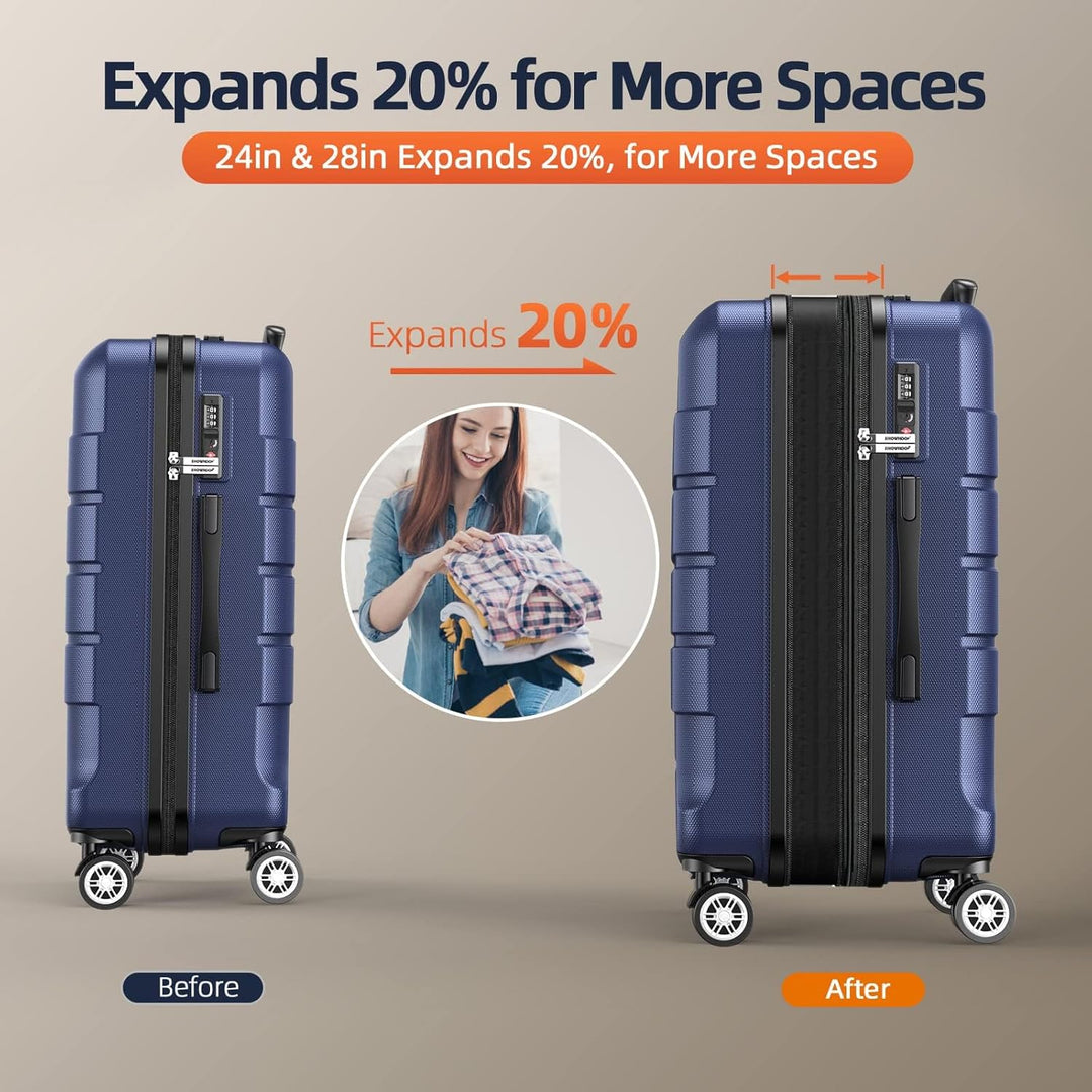 SHOWKOO Koffer Gross Hartschale Leicht ABS+PC Erweiterbar Reisekoffer Haltbar Handgepäck Sets 4 Roll