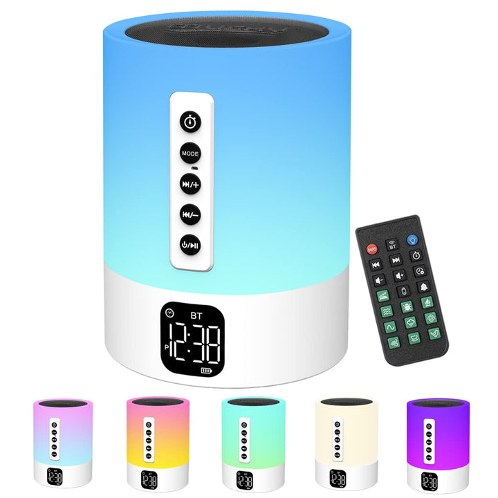 Bluetooth Lautsprecher mit Licht, White Noise Machine, Lichtwecker, Nachttischlampe Touch Dimmbar mi