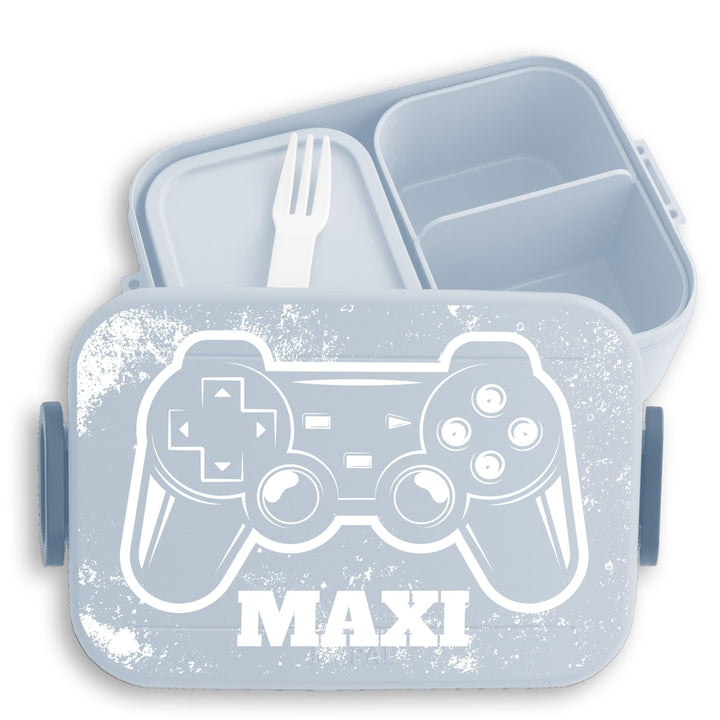 Shirtracer Mepal Lunchbox Kinder personalisiert Gaming Controller Name 4 Hellblau, 4 Hellblau