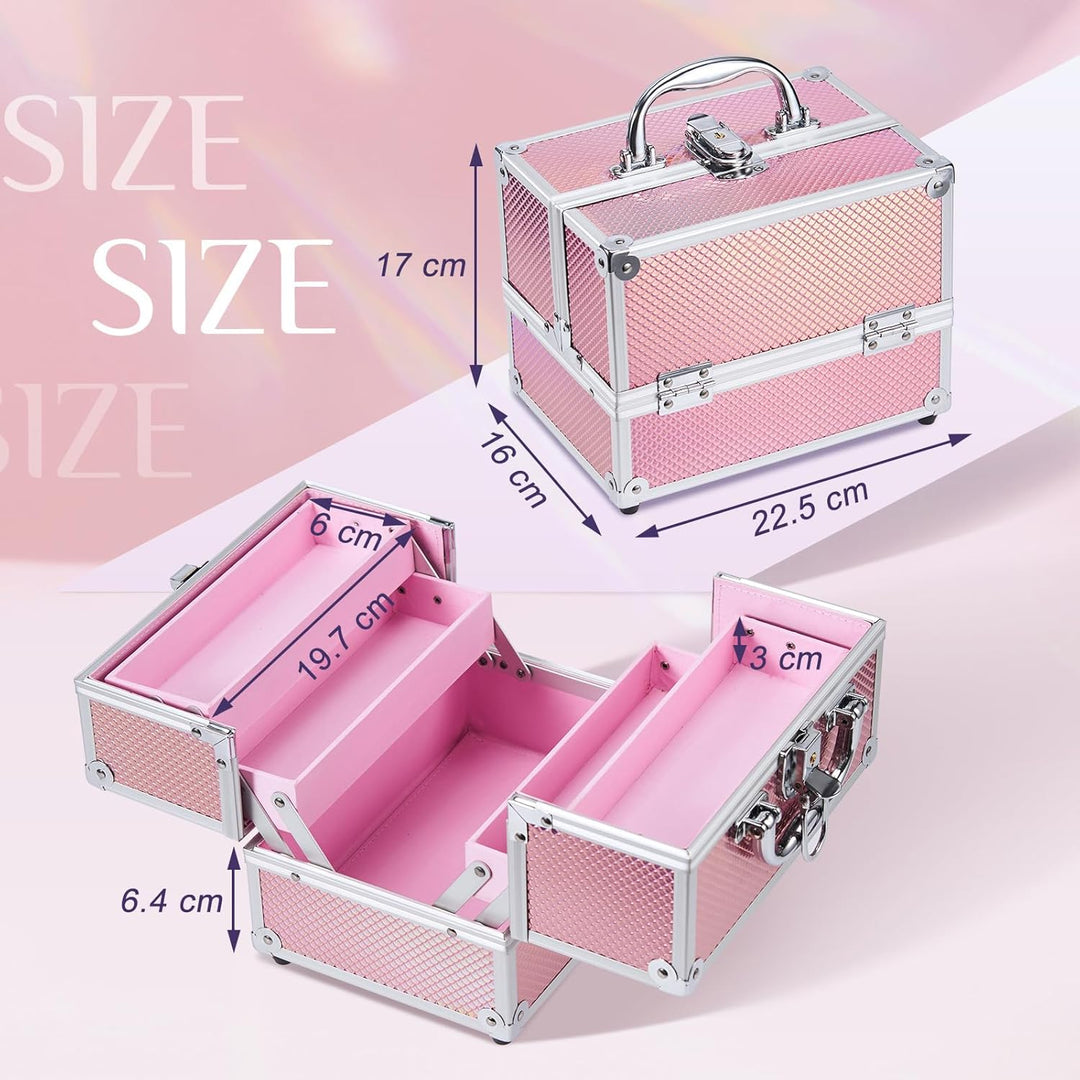 Kosmetikkoffer Schminkkoffer Leer Make up Koffer Abschliessbare Beauty Case Kosmetik Organizer mit S