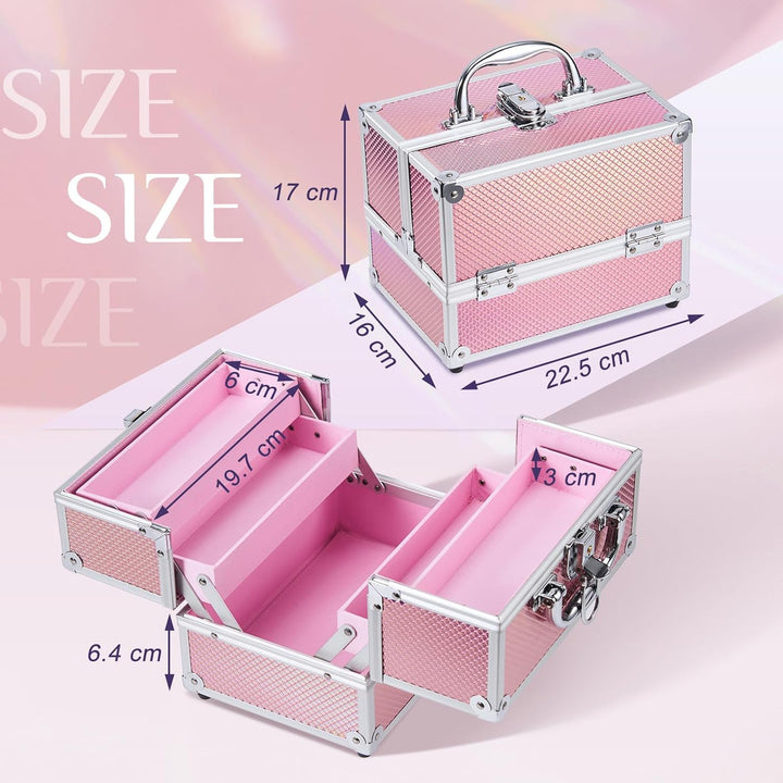 Kosmetikkoffer Schminkkoffer Leer Make up Koffer Abschliessbare Beauty Case Kosmetik Organizer mit S