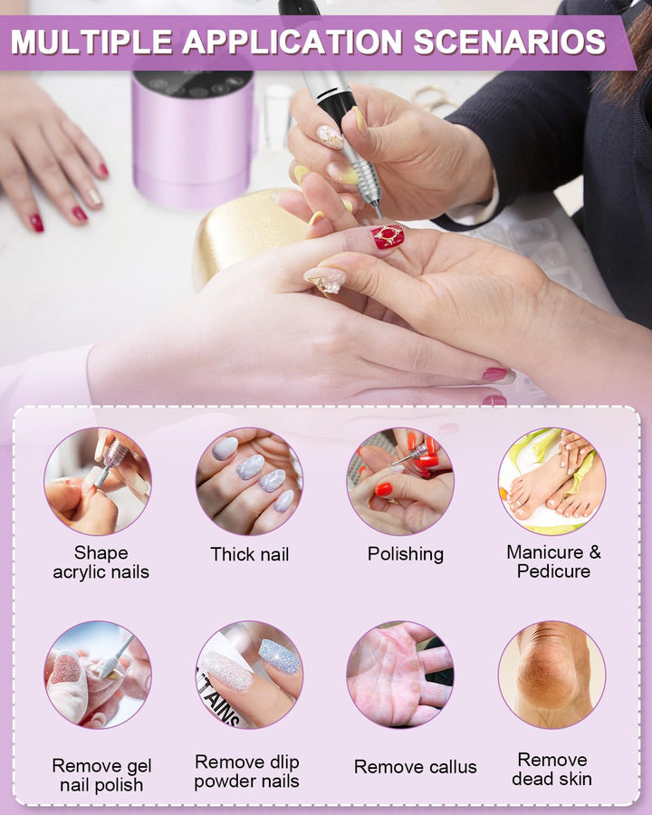 Nagelfräser Professionell, 35000RPM Nagelfräser für Gelnägel, Elektrische Nagelfeile, Maniküre Set E