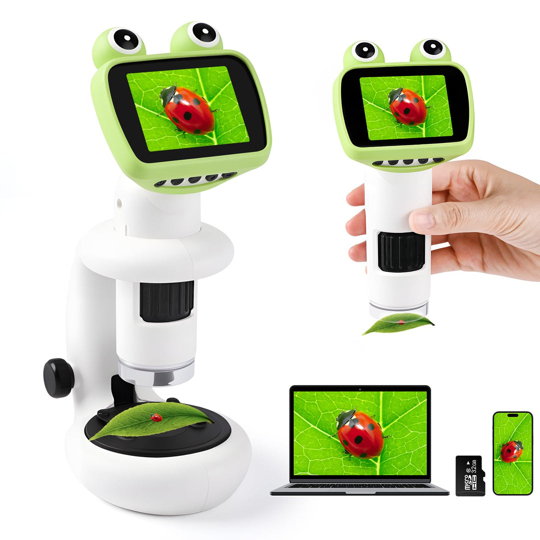 GuKKK Mikroskop für Kinder,2.0" IPS digitales Mikroskop 1000X Handheld Microscope 1080P HD Taschenmi