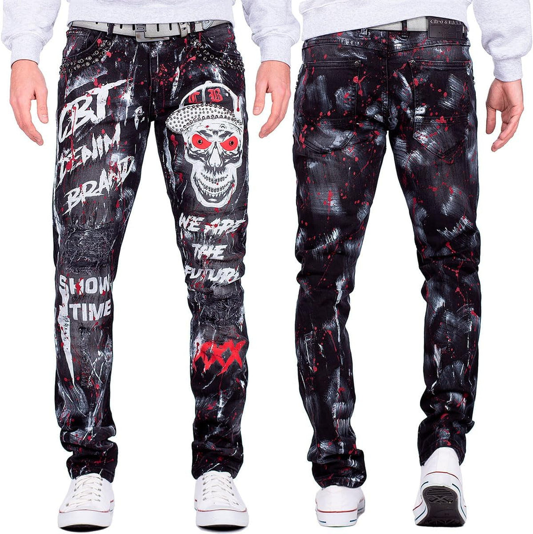 Cipo & Baxx Herren Jeans modernes extravagntes Design 32W / 34L Schwarz - 92, 32W / 34L Schwarz - 92