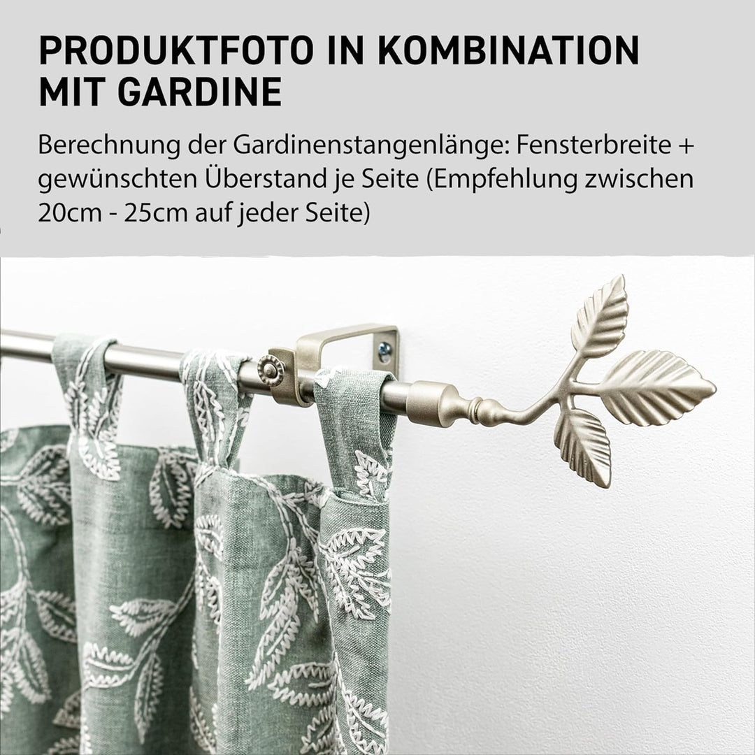 Garesa Gardinenstange Sheet Ø 16mm, 1-läufig, Chrom, matt I Stabile Vorhangstange ohne Ringe I Offen