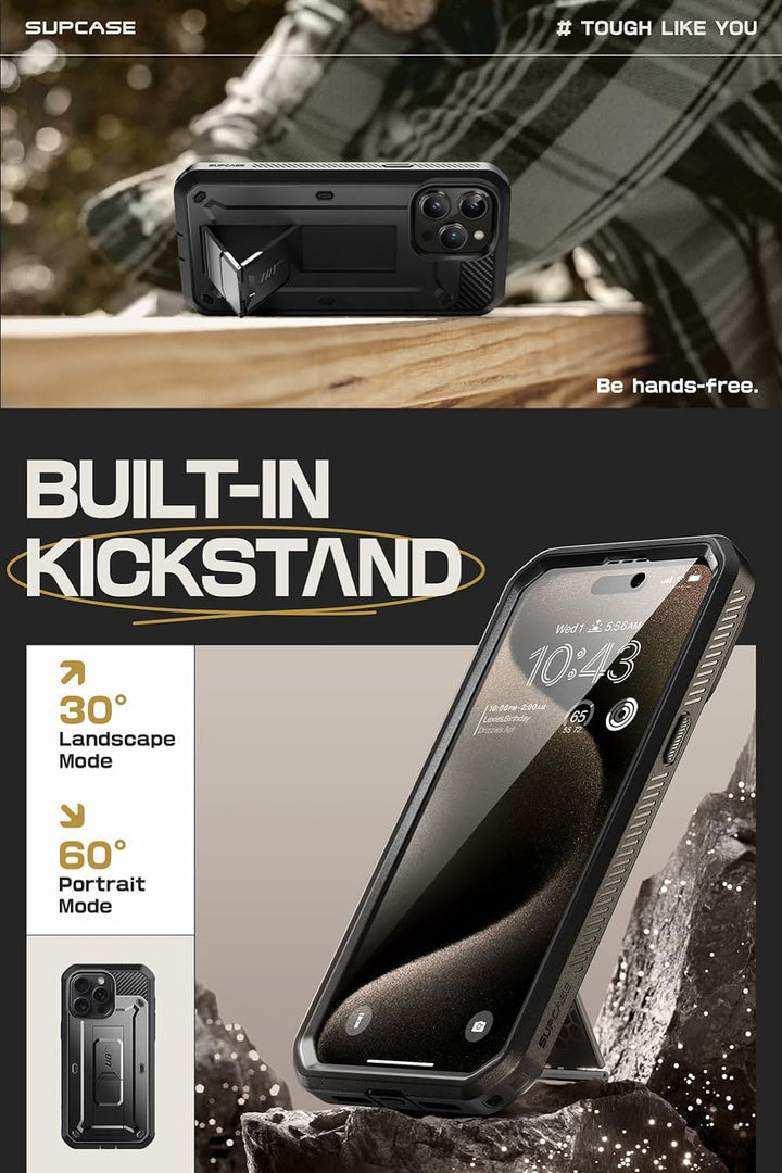 SupCase Outdoor Hülle für iPhone 15 Pro Max (6.7") Handyhülle 360 Grad Case Bumper Schutzhülle Cover