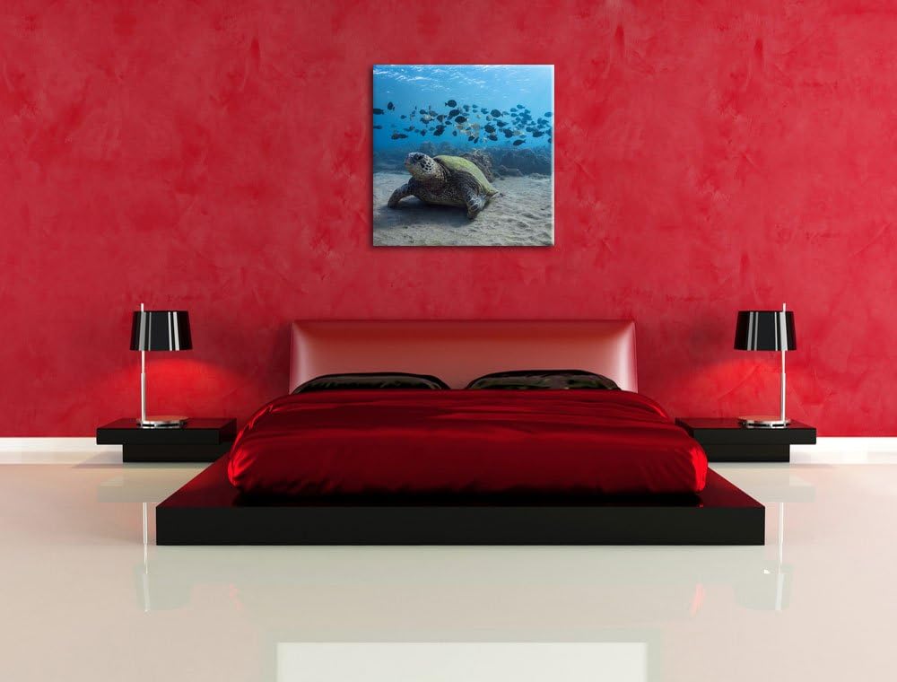 Pixxprint Ninja Turtles, Format: 70x70 auf Leinwand, XXL riesige Bilder fertig gerahmt mit Keilrahme