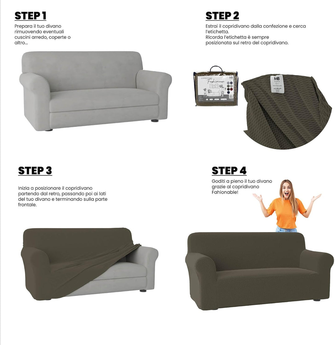 Sogni e capricci “Fashionable” Sofa Abdeckung, Turteltaube, 2 Plätze Turteltaube 2 Plätze, Turteltau