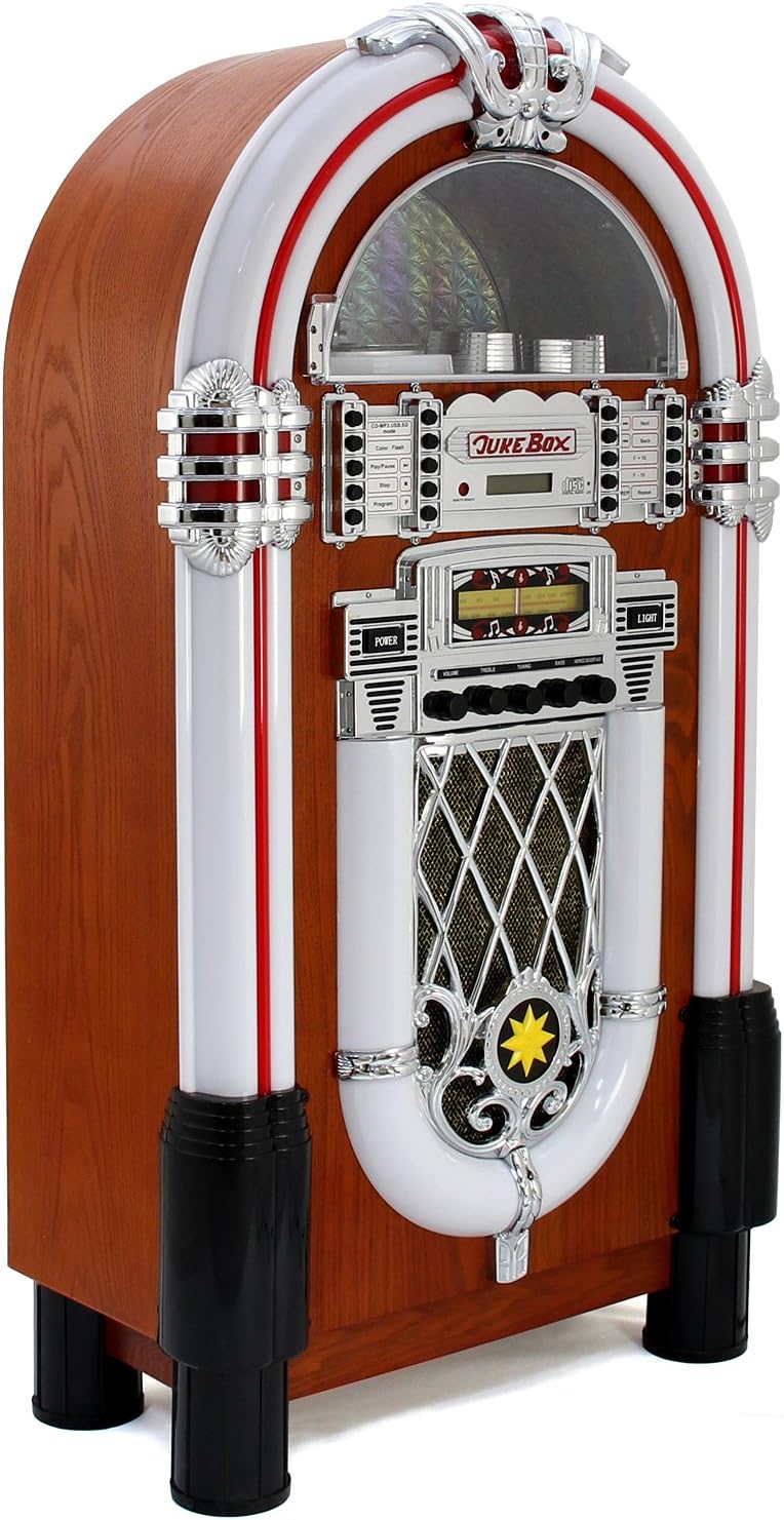 Monstershop Jukebox Retro 50er Jahre Musikbox USB-SD-Slot, AUX, MP3 Player CD-Player Bluetooth-Verbi