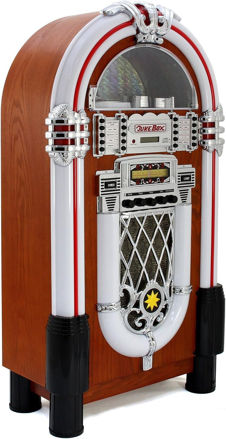 Monstershop Jukebox Retro 50er Jahre Musikbox USB-SD-Slot, AUX, MP3 Player CD-Player Bluetooth-Verbi