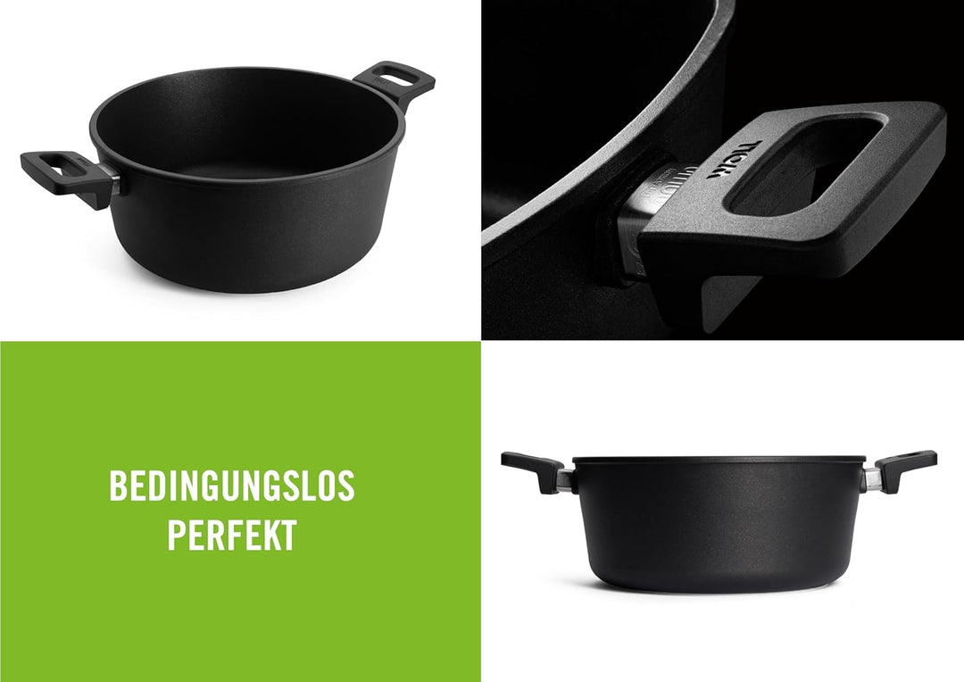 Woll Nowo Titanium Topf mit Glasdeckel in Box, Ø 28 cm, 12 cm hoch, 6.0 Liter, 2 Seitengriffe - Geei