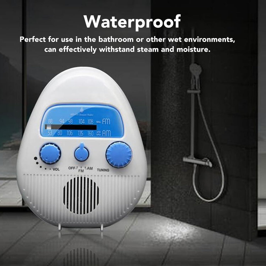 AM FM-Duschradio, Wasserdichtes Tragbares Duschradio mit Integriertem Lautsprecher, ABS-Material, Ei