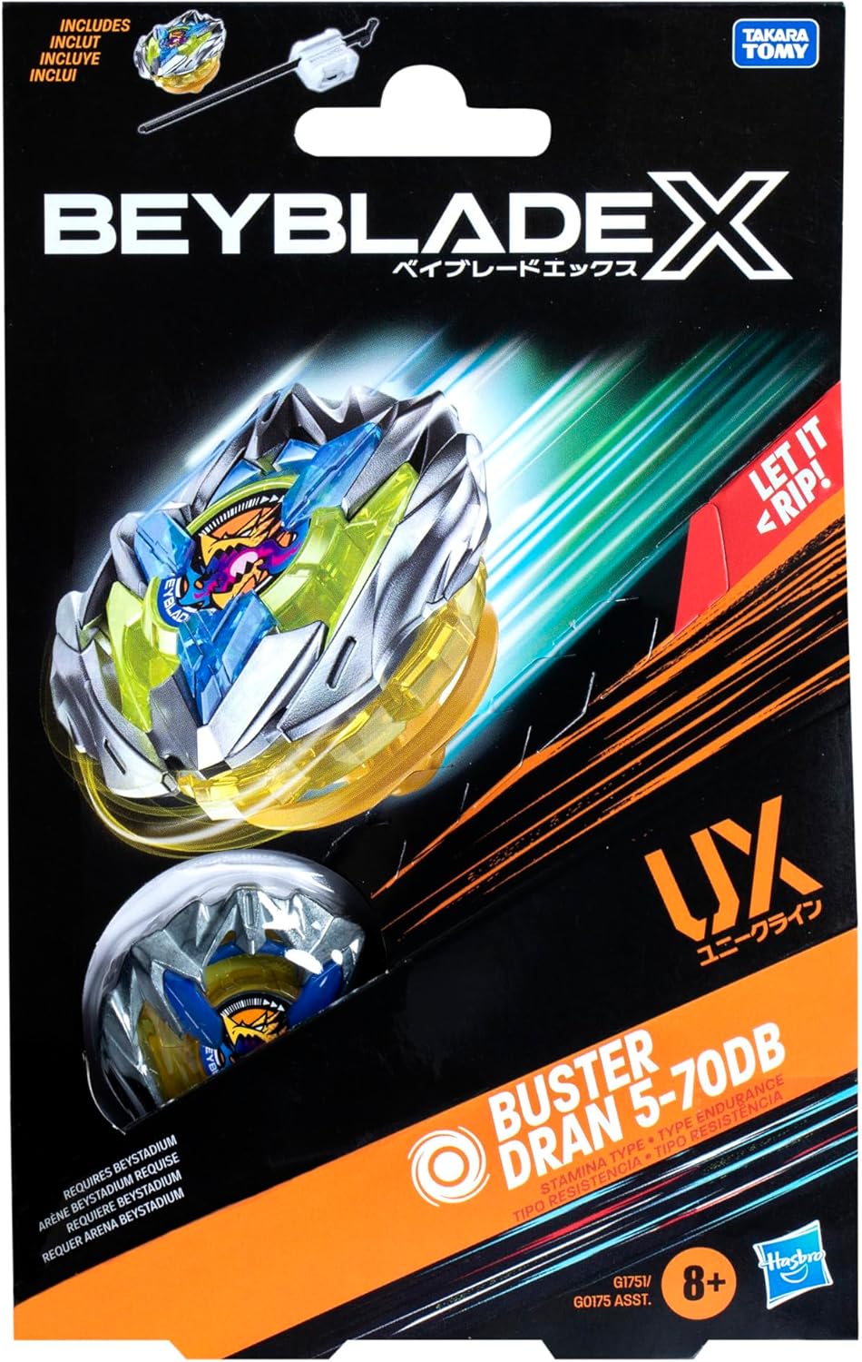 Hasbro Beyblade X Buster Dran 5-70DB UX Starter Pack Kreisel und Starter BUSTER DRAN 5 & LAUNCHER UX