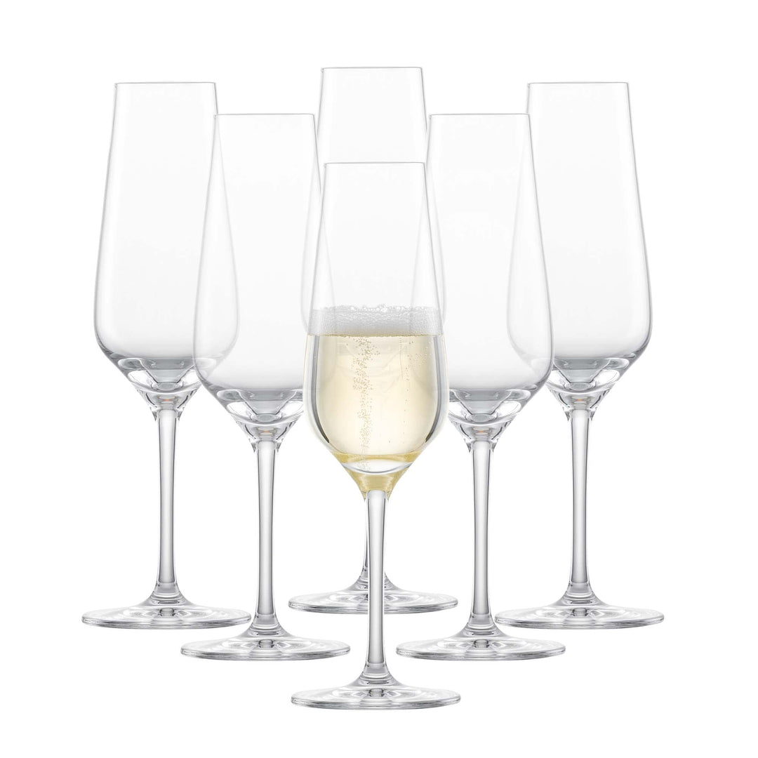 SCHOTT ZWIESEL Sektkelch Fine (6er-Set), stilvolle Champagner Gläser mit Moussierpunkt, spülmaschine