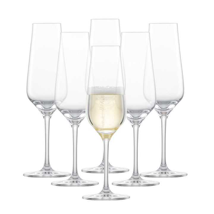 SCHOTT ZWIESEL Sektkelch Fine (6er-Set), stilvolle Champagner Gläser mit Moussierpunkt, spülmaschine