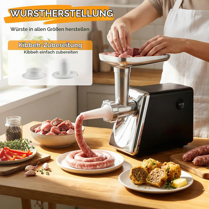 Fleischwolf Elektrisch 4 In 1 Für Fleisch,Wurst,Gemüse Käse,Leise &amp; Überhitzungsschutz, Edelstahl &amp;