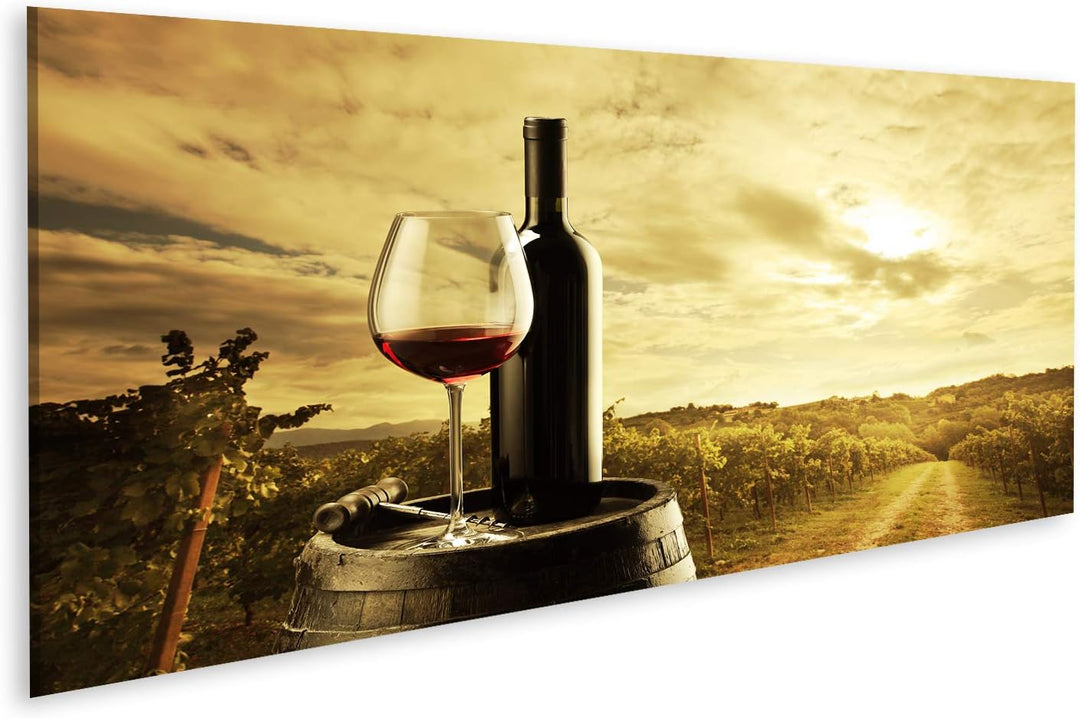 islandburner Bild auf Leinwand Rotwein Flasche Und Glas Wein Auf Fass Bilder Wandbilder Poster Leinw