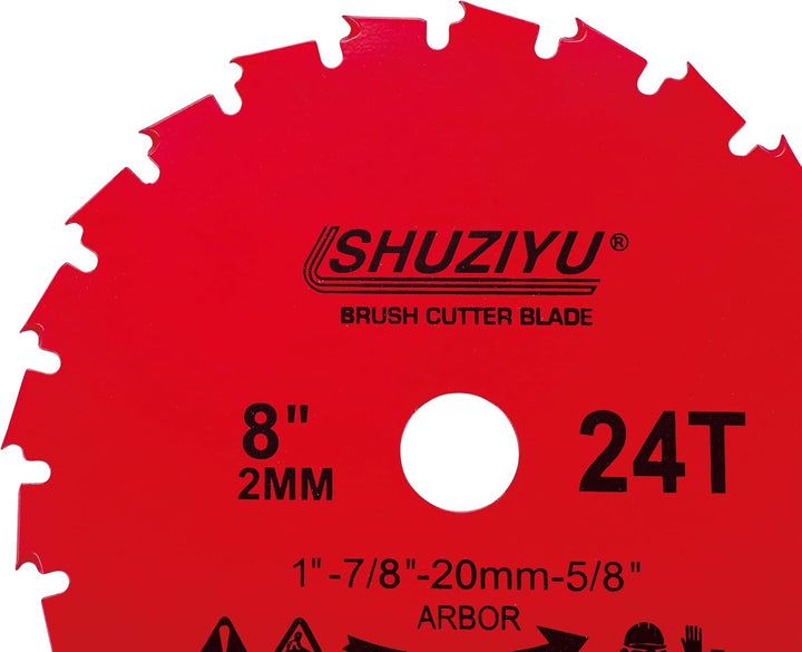 LSHUZIYU 200x2mm-24T, 2 Stück, 25.4mm Dorn mit Adapter 22.23-20-16mm, Mulchmesser-Klinge, Freischnei