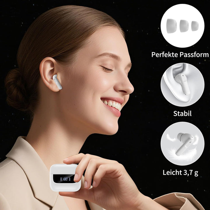 Bluetooth Kopfhörer in Ear, 6 Mikrofone ENC Noise Cancelling für Klarere Anrufe, Kopfhörer Kabellos