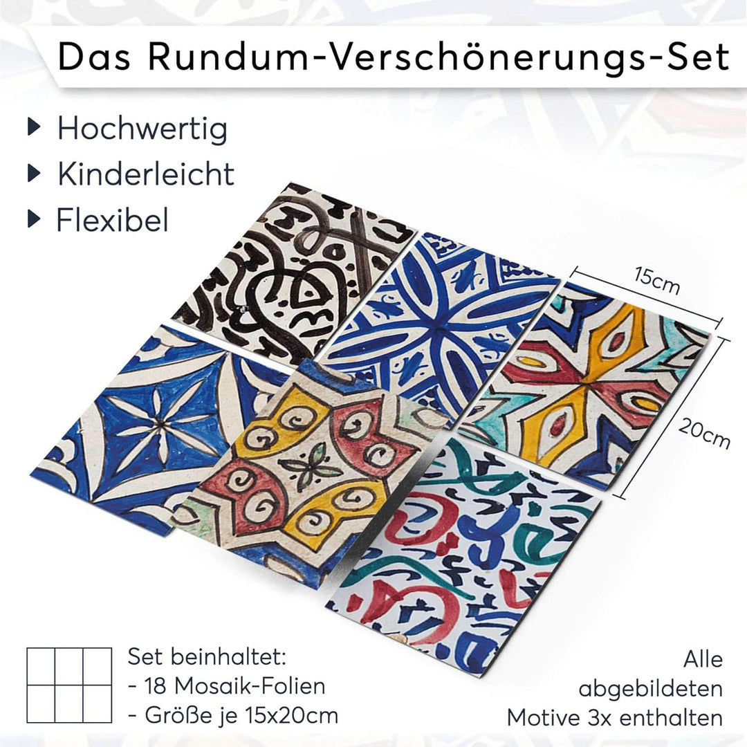 CREATISTO Mosaik Klebefliesen Stickerfliesen Fliesenfolie - Klebefolie Aufkleber für Fliesen I Stick