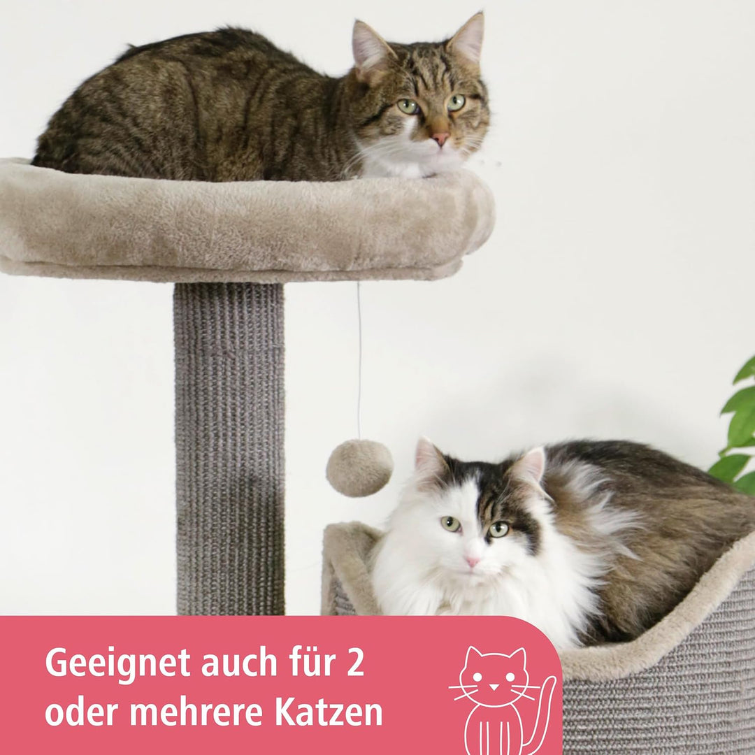 Kerbl Pet Kratzbaum Tiana, Katzenkratzbaum, grau, 73,5x45x130cm, für Mehrkatzenhaushalt, Sisalkratzf