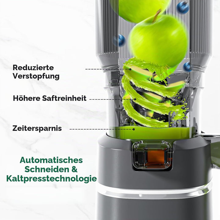 AMZCHEF 250W Automatischer All-In-One Entsafter, 160MM Öffnung und 1,8L Slow Juicer für Gemüse und O