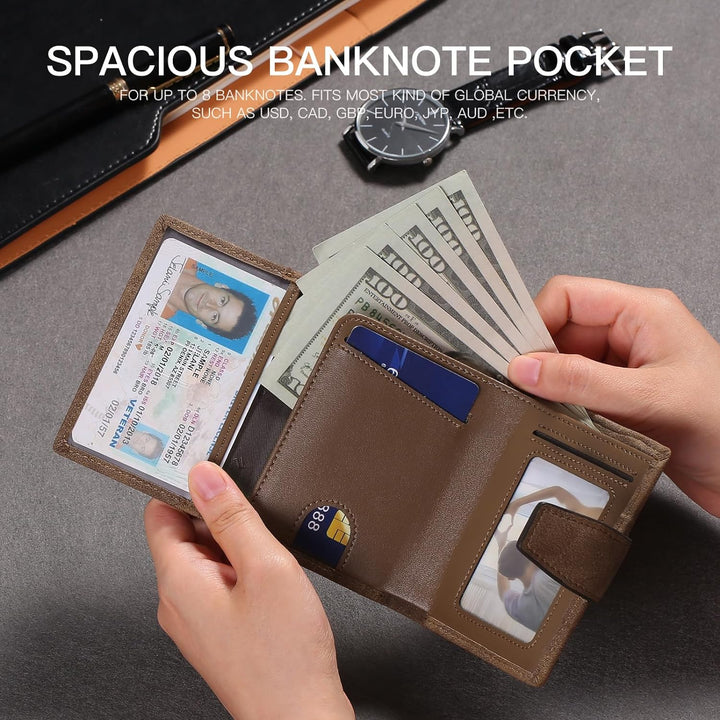 SENDEFN Kartenetui mit Münzfach | Geldbörse Herren RFID Schutz | Geldbeutel aus echtem Leder | Mini