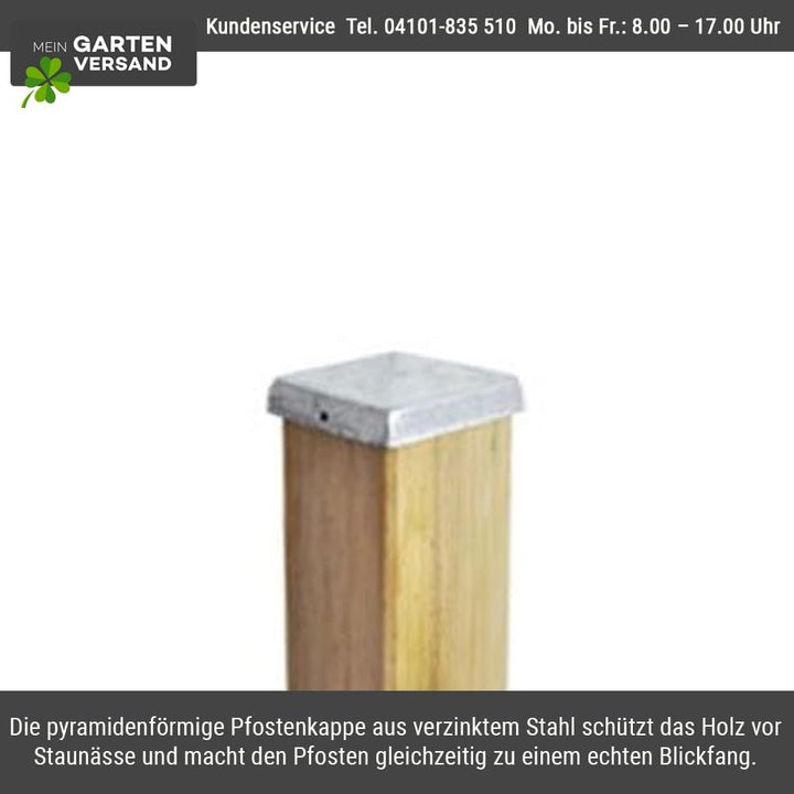10× Pfostenkappe Pyramide 9×9 cm (91×91 mm) – feuerverzinkte Stahl-Abdeckung für Holzpfosten – witte