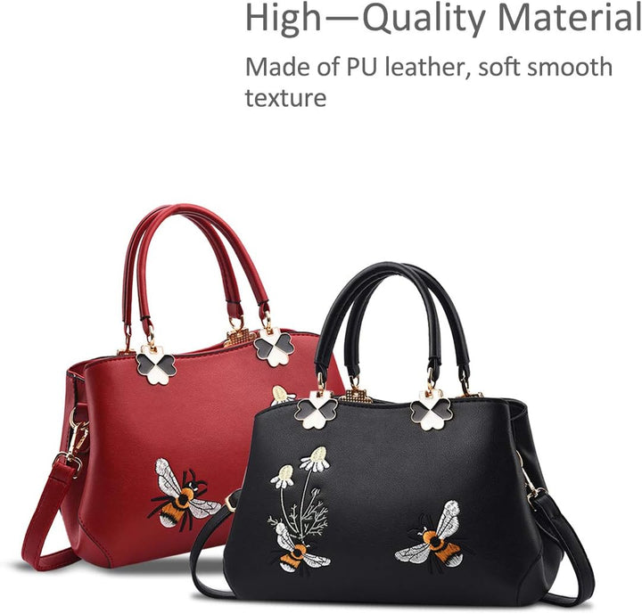 NICOLE&DORIS Handtaschen Damen Mode Schultertasche Geldbörse Retro Umhängetasche Frau Tote Stickerei