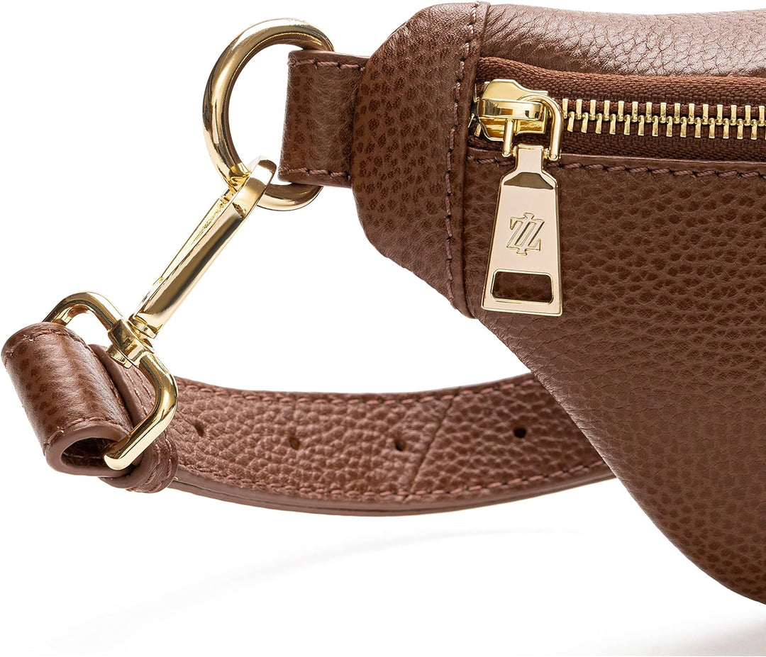 Lazarotti Bologna Leder Gürteltasche Damen | längenverstellbarer Tragegurt | grosse Bauchtasche 31 c
