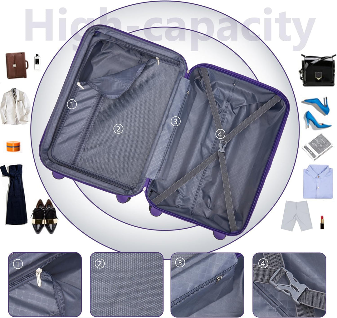 LARVENDER Kofferset 6 Teilig Hartschale Leicht ABS Erweiterbar Reisekoffer Haltbar Handgepäck Sets 4