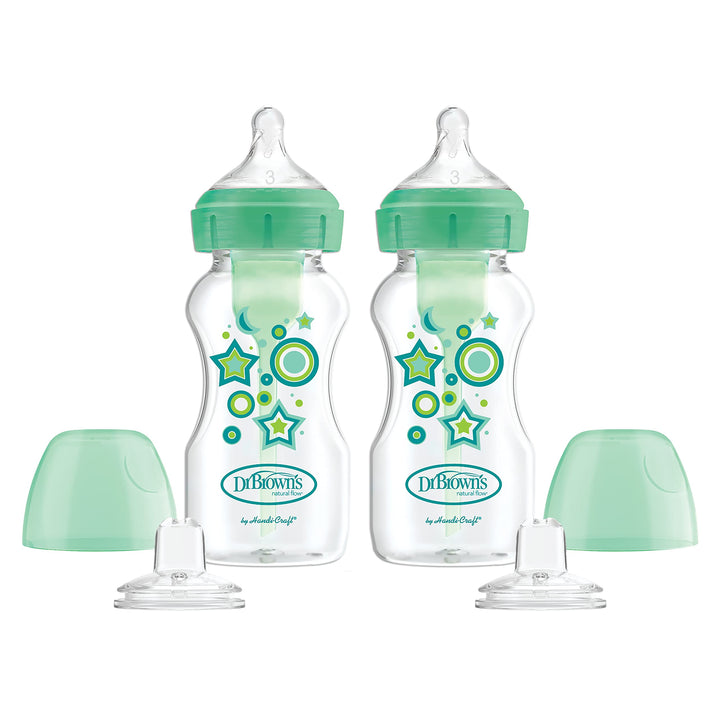 Dr. Brown’s Natural Flow® Anti-Colic Options+™ Wide-Neck Sippy Bottle Starter Kit, 9oz/270mL, with L