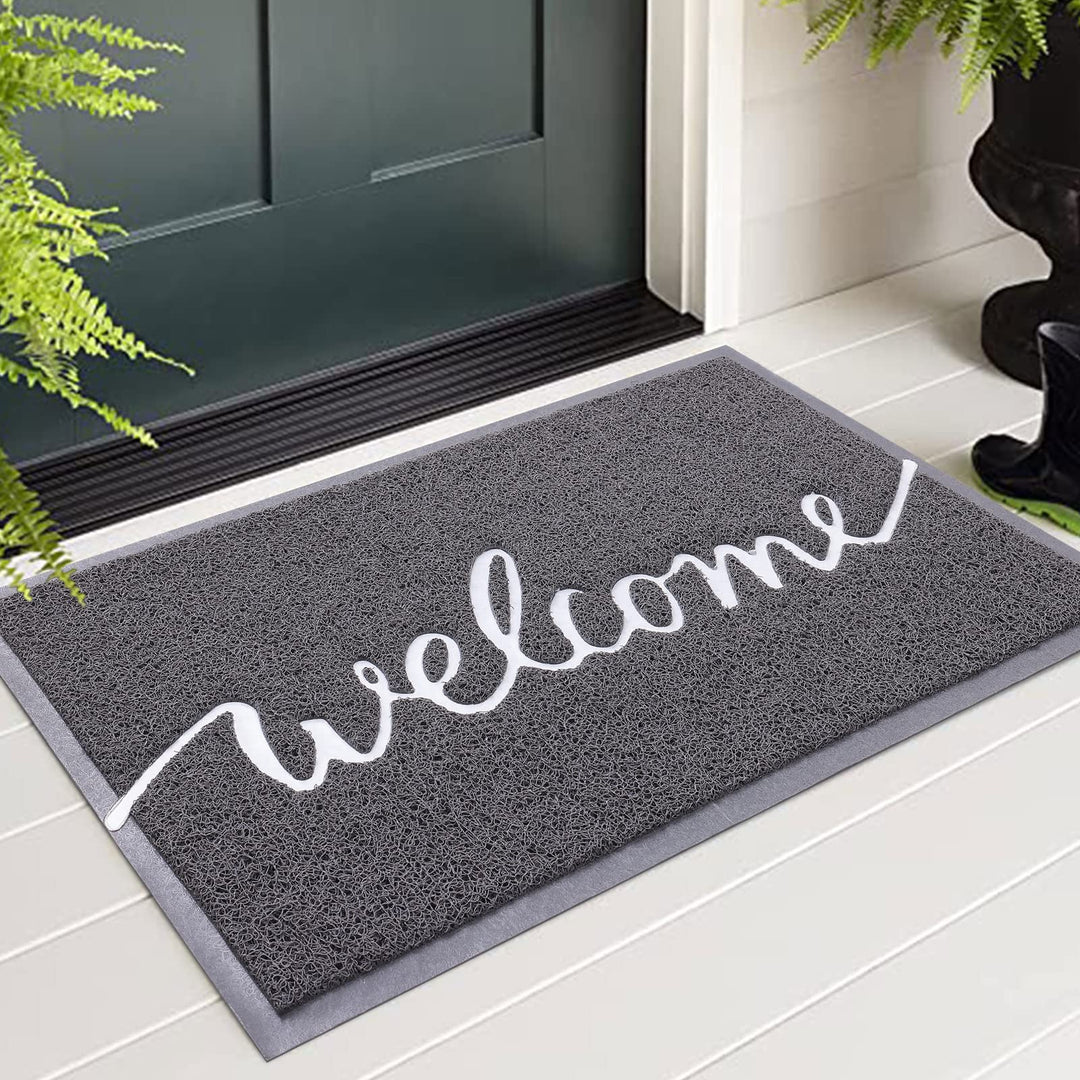 Homaxy Welcome Fussmatte, rutschfeste Schmutzfangmatte, 60 x 90 cm, Grau 60 x 90 cm (Rechteckig) Gra