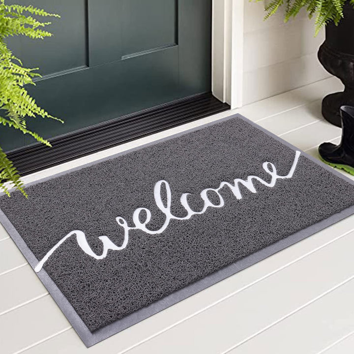 Homaxy Welcome Fussmatte, rutschfeste Schmutzfangmatte, 60 x 90 cm, Grau 60 x 90 cm (Rechteckig) Gra