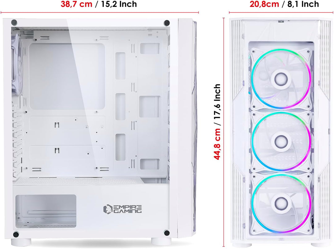 EMPIRE GAMING - PC-Gehäuse für Gamer Diamond – ARGB Medium Tower ATX/ITX – Plexiglasfront und Seiten