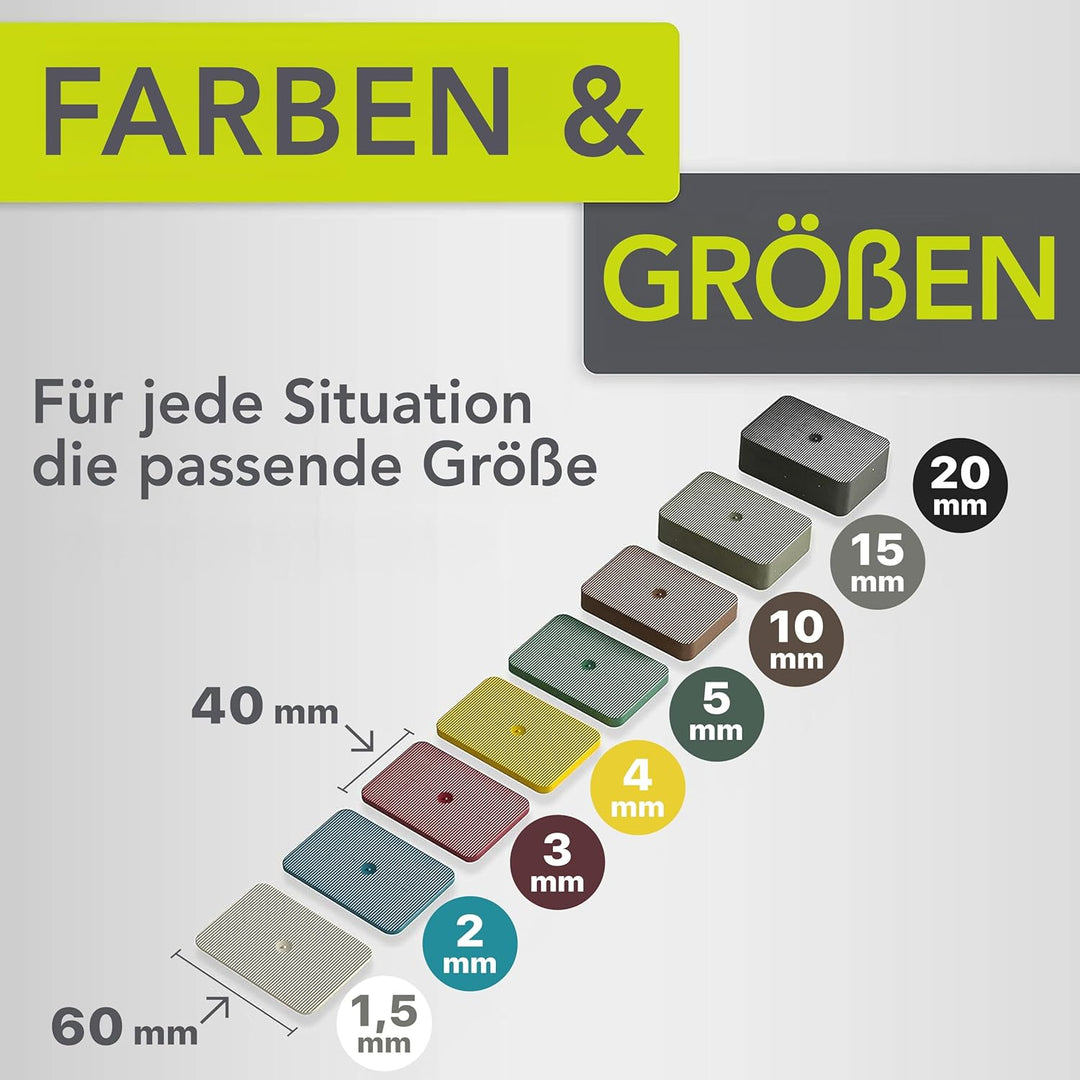 INNONEXXT® Premium Unterlegplatten | 60 x 40 mm, 40 Stk Mix | Abstandshalter, Plättchen aus Kunststo