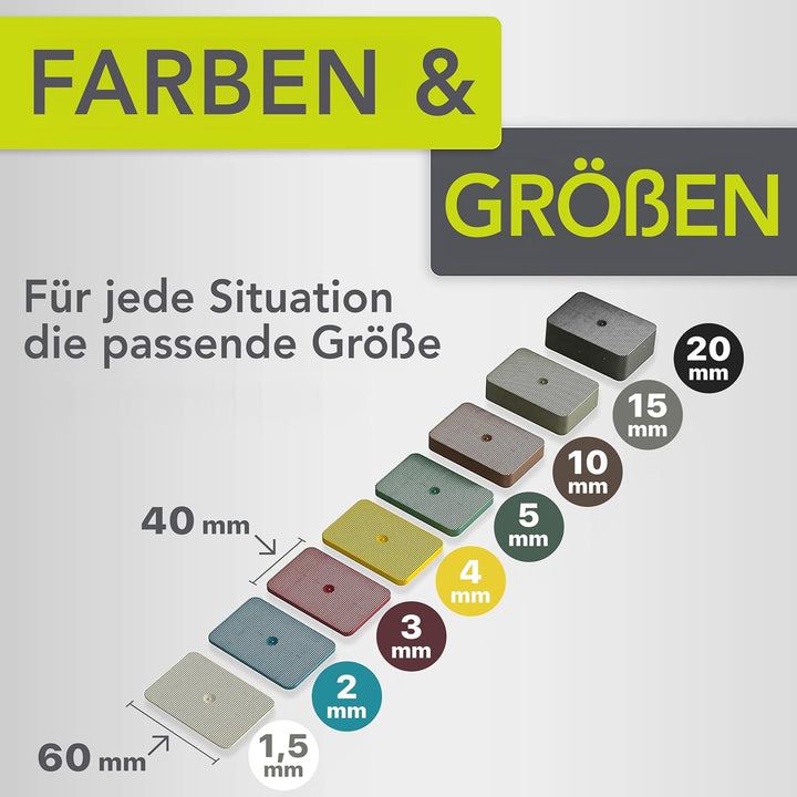INNONEXXT® Premium Unterlegplatten | 60 x 40 mm, 40 Stk Mix | Abstandshalter, Plättchen aus Kunststo