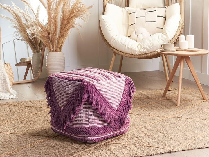 Pouf Ottomane Taburett Sitzpouf rosa zartrosa Boho Kochi
