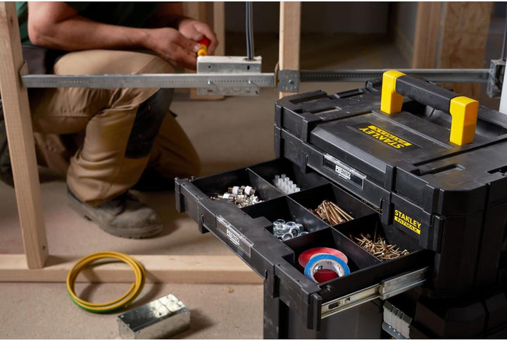 Stanley FatMax Werkzeugkoffer / Werkzeugkasten TSTAK VI, 8L Fassungsvermögen, mit 2 Schubladen und O