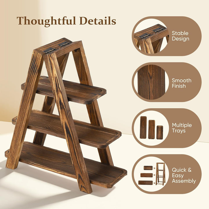 Cupcake-Ständer aus Holz,Etagere 3 Etagen mit 9 Tabletts aus Holz für Lebensmittel,Tortenständer 3 E