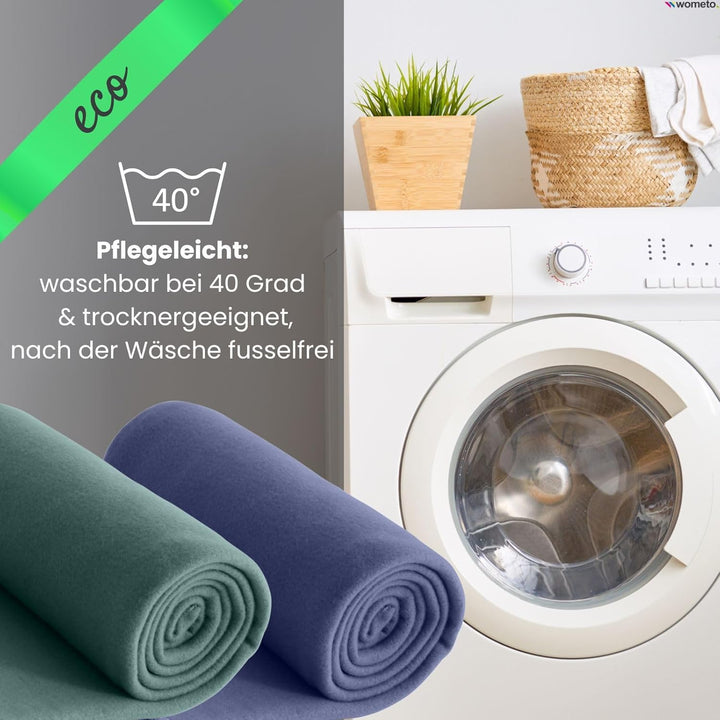 wometo 2er Set Eco Fleecedecken aus 100% recyceltem Material +geprüft 130x160 cm ca. 400 g - dunkelb