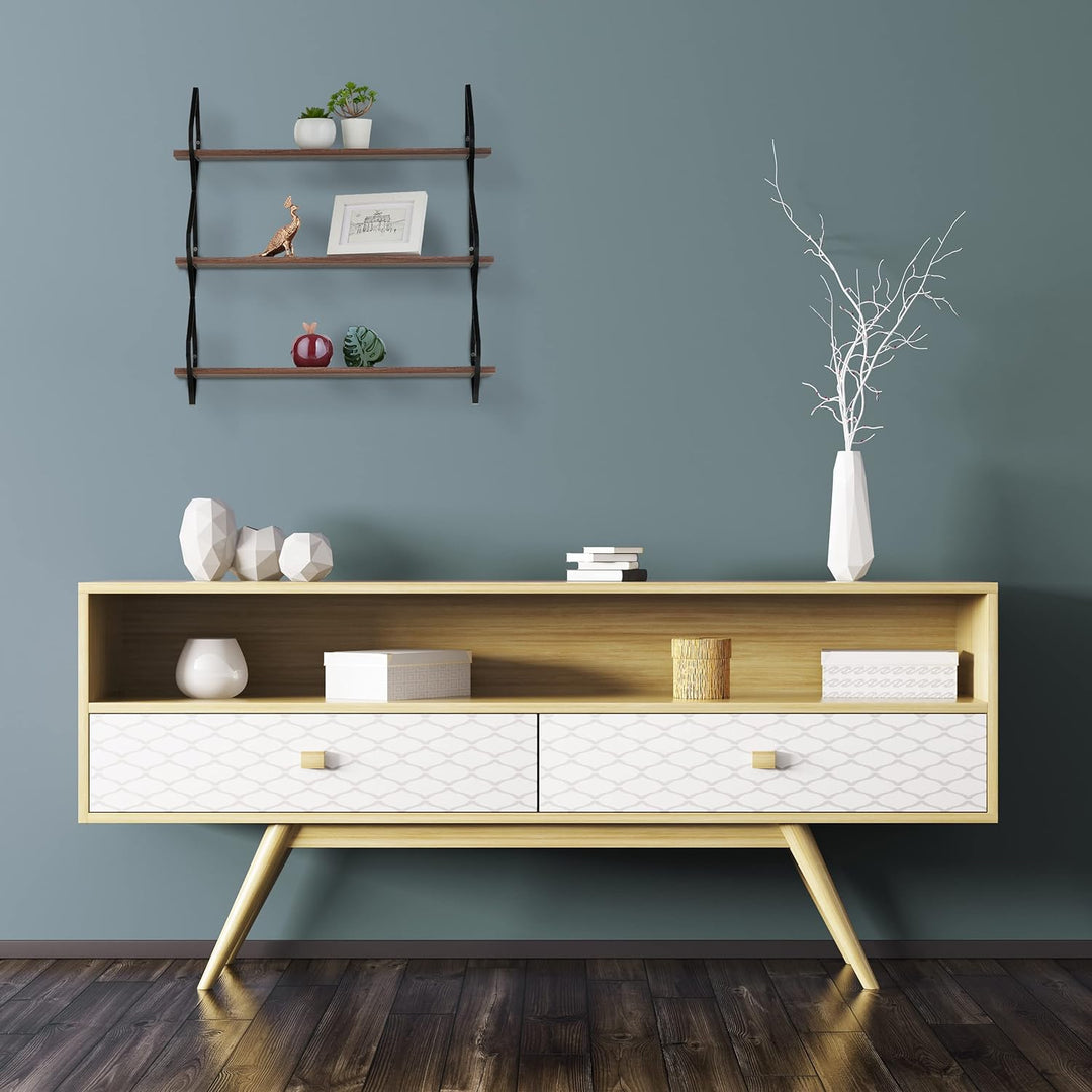 Relaxdays Wandregal, 3 Ablagen, HBT: 60 x 60 x 18,5 cm, Wandablage Flur, Industrial Design, MDF & Me