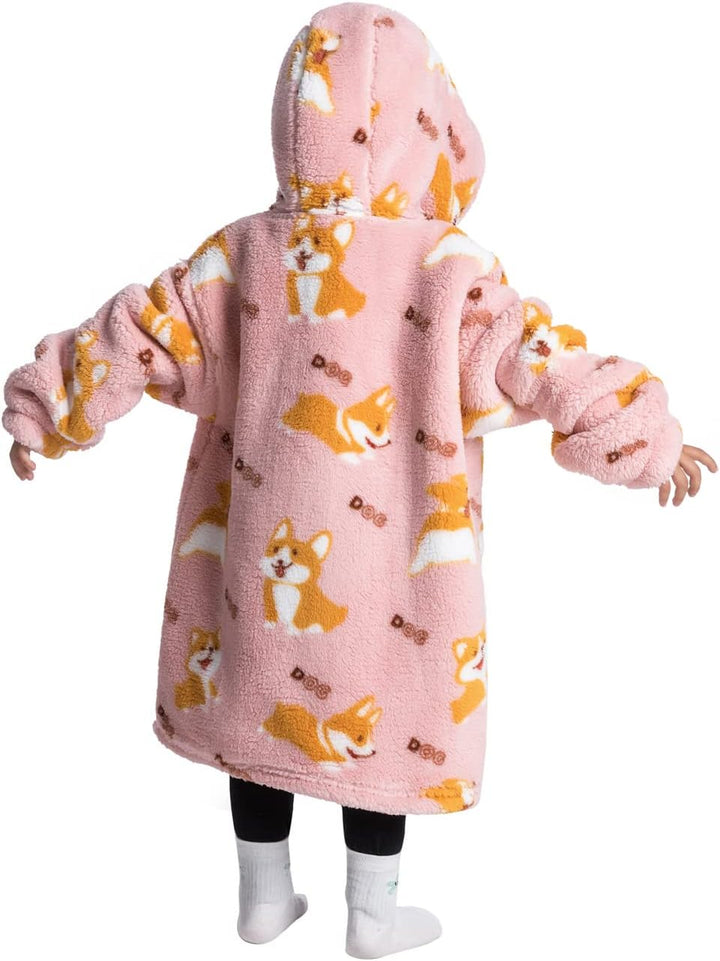 Ruiuzioong Kinder Übergrosse Kapuzenpullover,Super Weich Warmes Bequeme Tragbare Decken Sweatshirt f