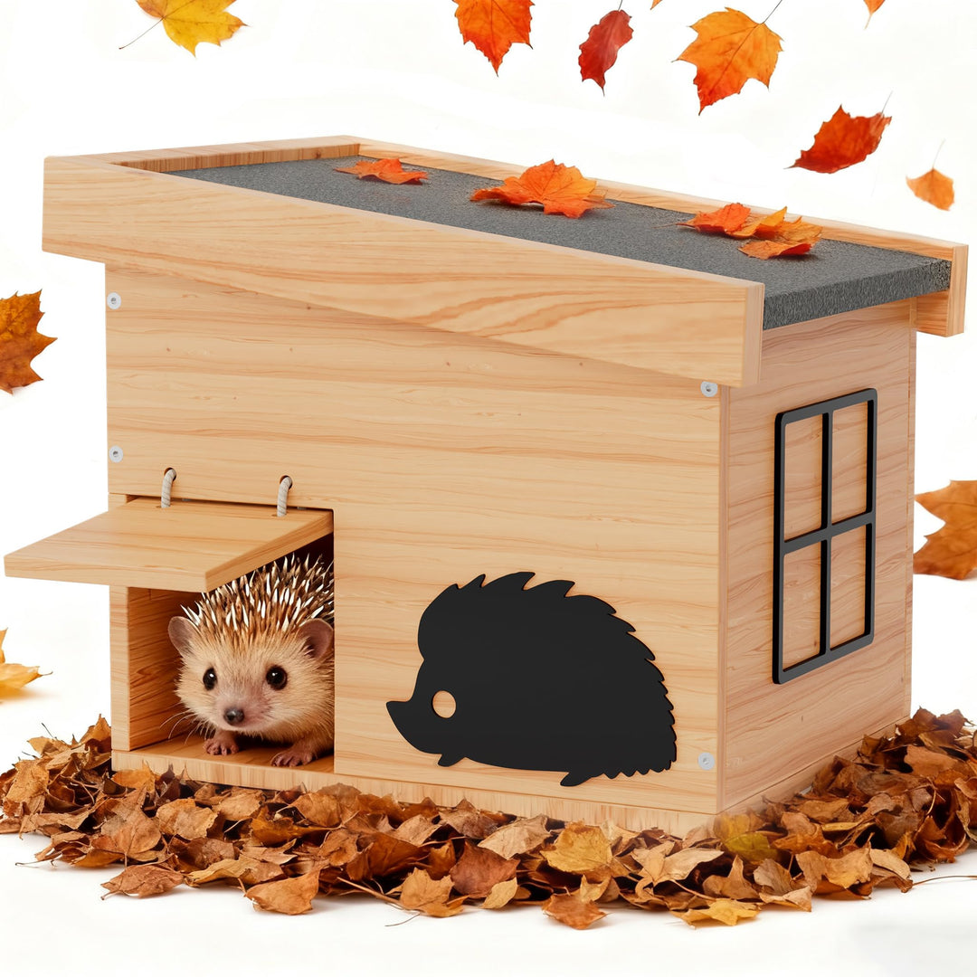 Igelhaus Winterfest aus Holz, Igelhotel mit Boden, katzensicher, wetterfest, Winterquartier für Igel