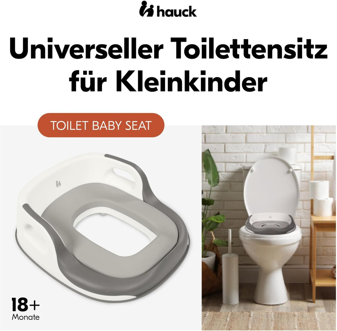 hauck Toilet Baby Seat, Grau - Universeller Toilettensitz für Kinder ab 18 Monaten, Einfache Befesti