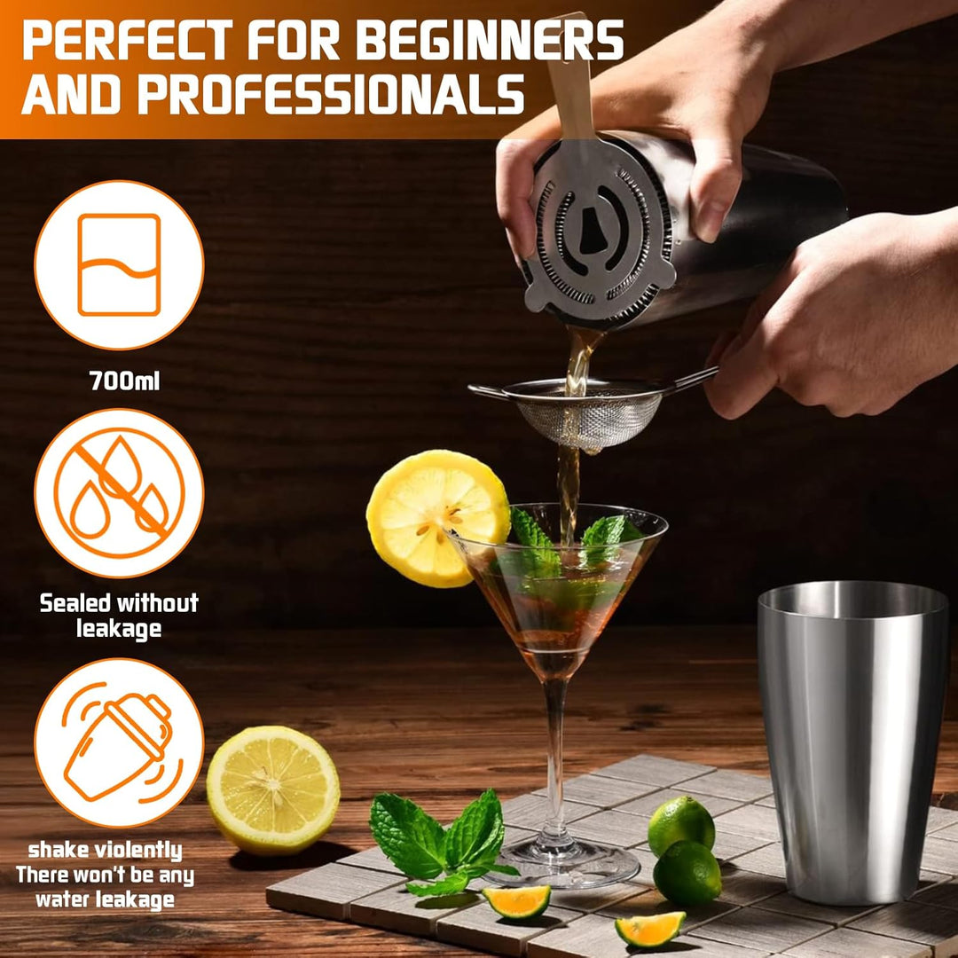 Cocktail Shaker 18 Stück, Cocktail Set, Professionelles Barzubehör Werkzeug Party Essential Cocktail