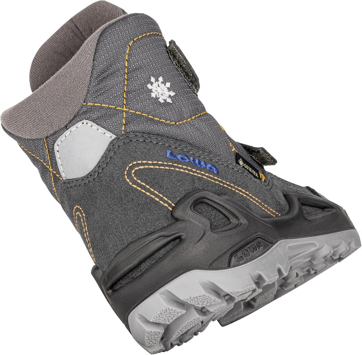 LOWA MILO GTX MID Kinder Winterstiefel gefüttert Outdoor Goretex 640542 28 EU Anthrazit Blau, 28 EU