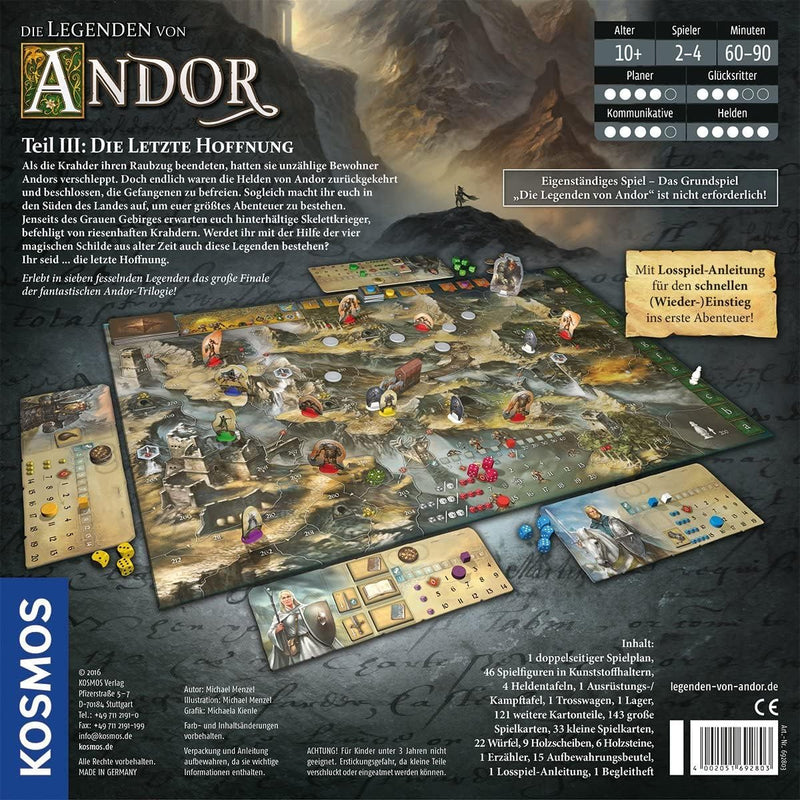 KOSMOS 692803 - Die Legenden von Andor - Teil III Die letzte Hoffnung, Fantasy-Brettspiel ab 10 Jahr