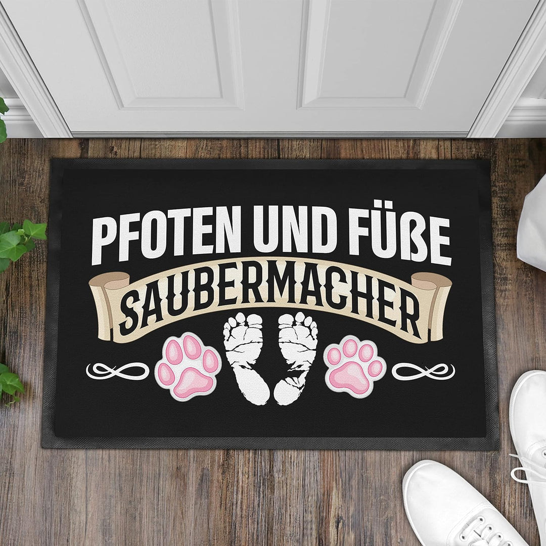 Trendation - Lustige Fussmatte Pfoten und Füsse Saubermacher Geschenk Hunde Besitzer Schmutzfangmatt