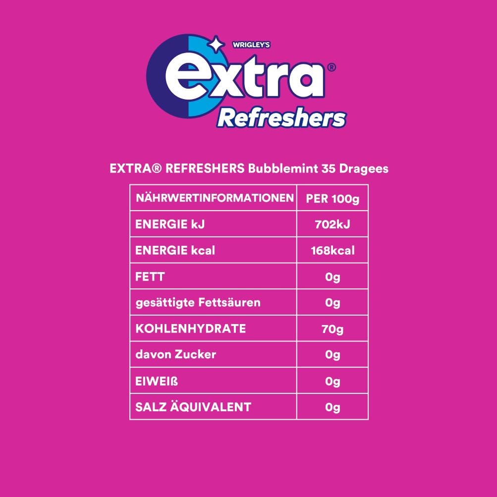 EXTRA® REFRESHERS Dose Bubblemint, erfrischendes Geschmackserlebnis, 6x35 Stück, Bubblemint